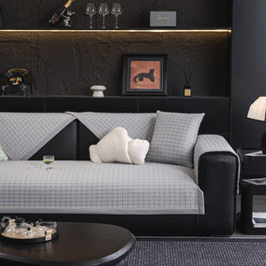 Houndstooth Ice Silk Breathable Sofa Cover, Modern Non-Slip Summer Couch Protector