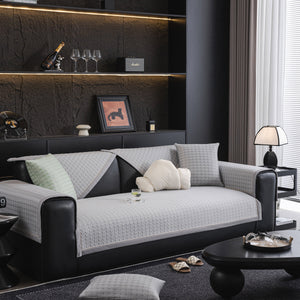 Houndstooth Ice Silk Breathable Sofa Cover, Modern Non-Slip Summer Couch Protector