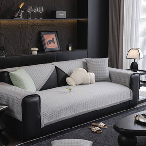 Houndstooth Ice Silk Breathable Sofa Cover, Modern Non-Slip Summer Couch Protector