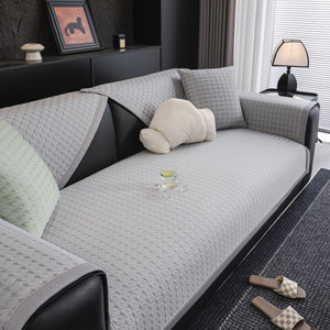 Houndstooth Ice Silk Breathable Sofa Cover, Modern Non-Slip Summer Couch Protector