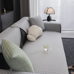 Houndstooth Ice Silk Breathable Sofa Cover, Modern Non-Slip Summer Couch Protector