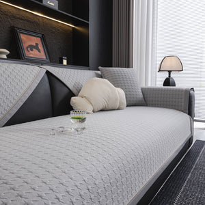 Houndstooth Ice Silk Breathable Sofa Cover, Modern Non-Slip Summer Couch Protector