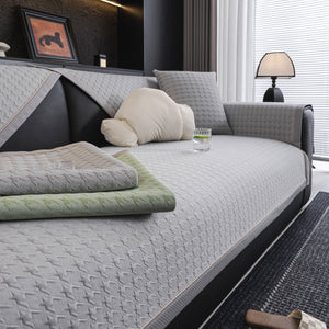 Houndstooth Ice Silk Breathable Sofa Cover, Modern Non-Slip Summer Couch Protector