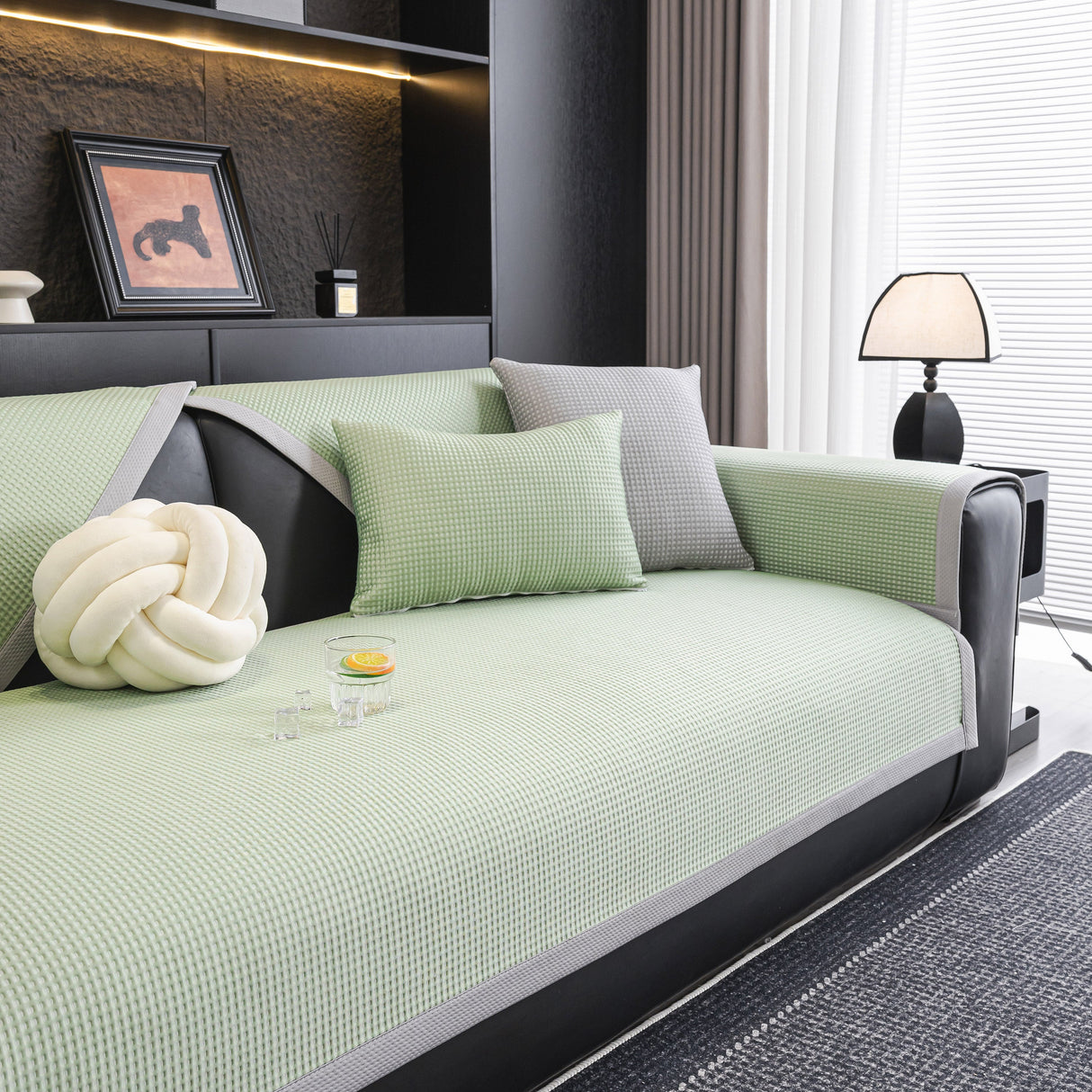 Non-Slip Cooling Breathable Couch Protector Towel, Lightweight Slipcover for Sofas