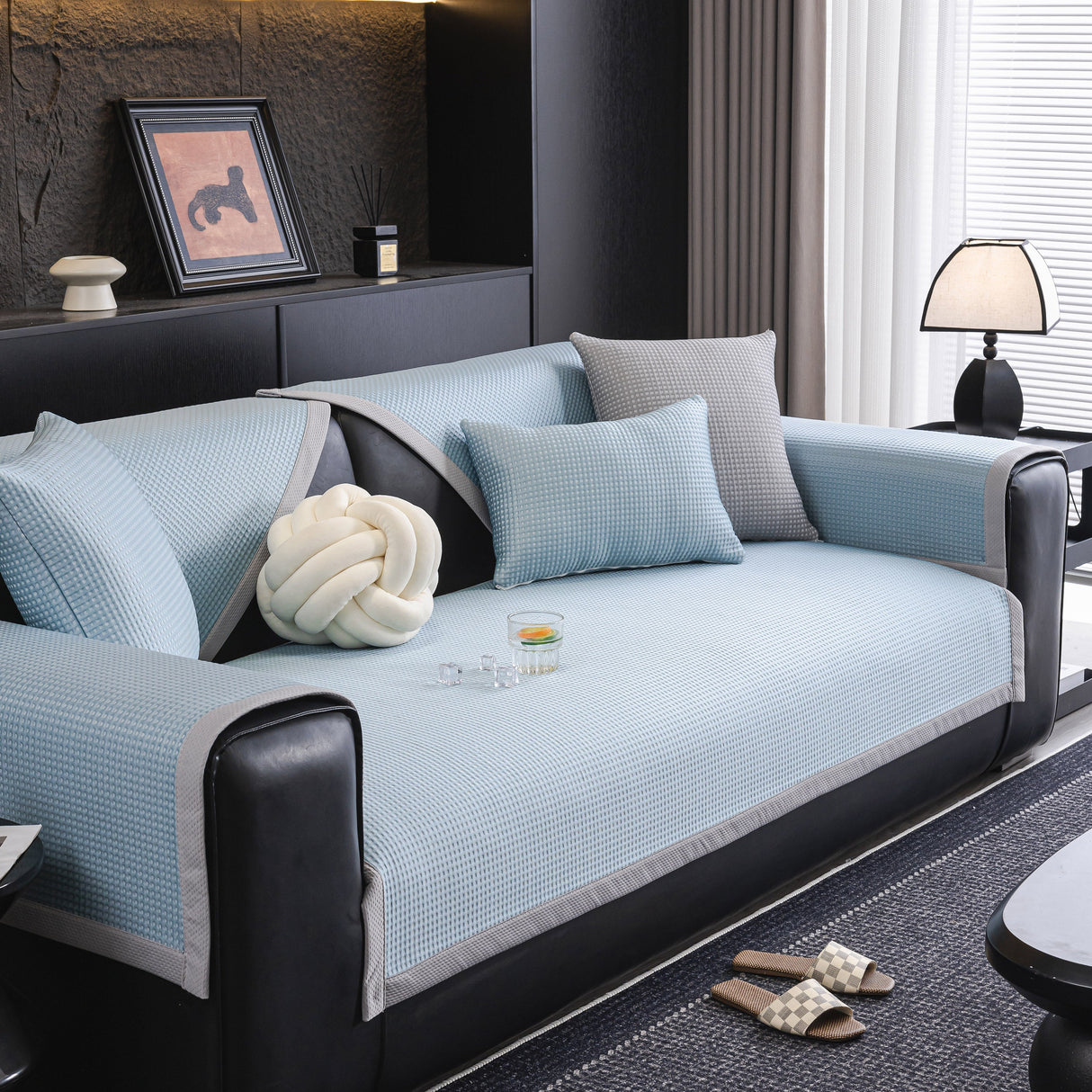 Non-Slip Cooling Breathable Couch Protector Towel, Lightweight Slipcover for Sofas