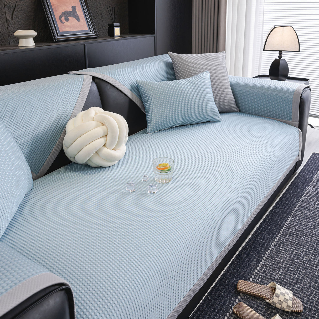 Non-Slip Cooling Breathable Couch Protector Towel, Lightweight Slipcover for Sofas