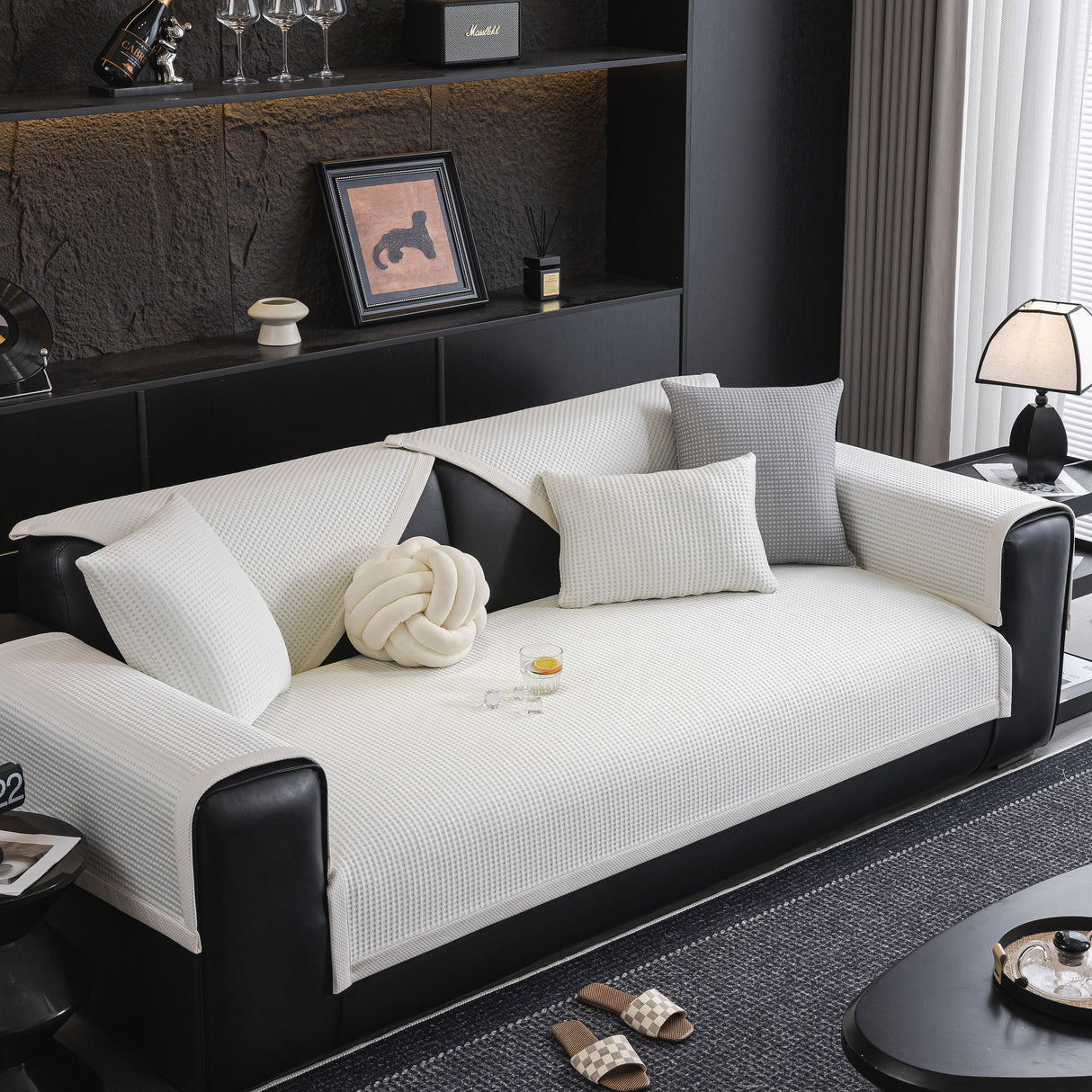 Non-Slip Cooling Breathable Couch Protector Towel, Lightweight Slipcover for Sofas