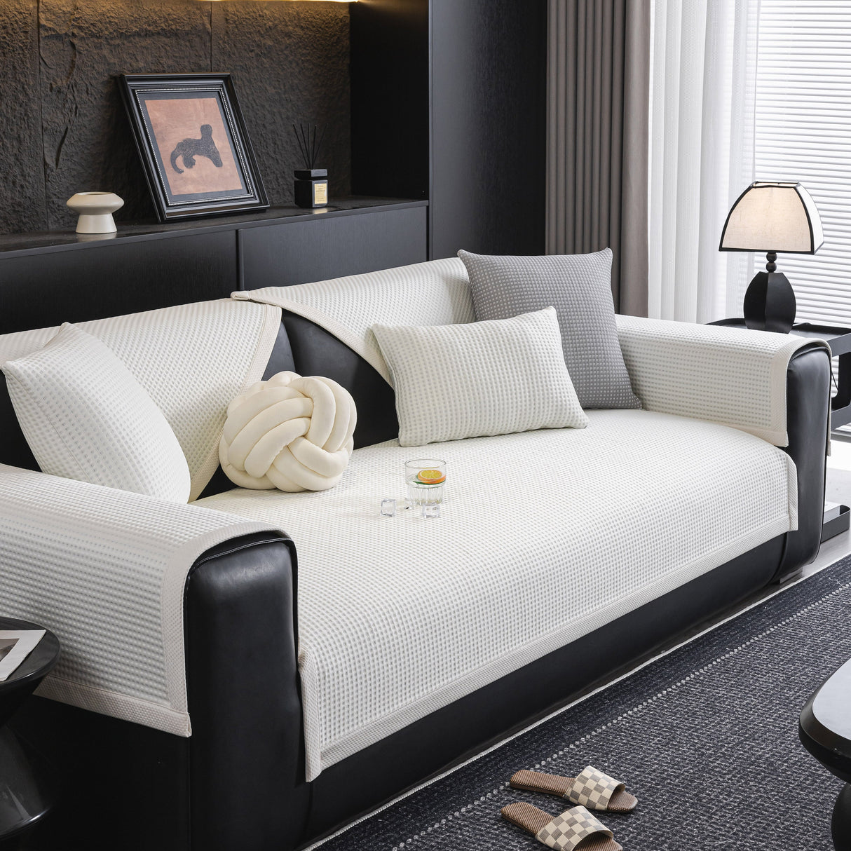 Non-Slip Cooling Breathable Couch Protector Towel, Lightweight Slipcover for Sofas