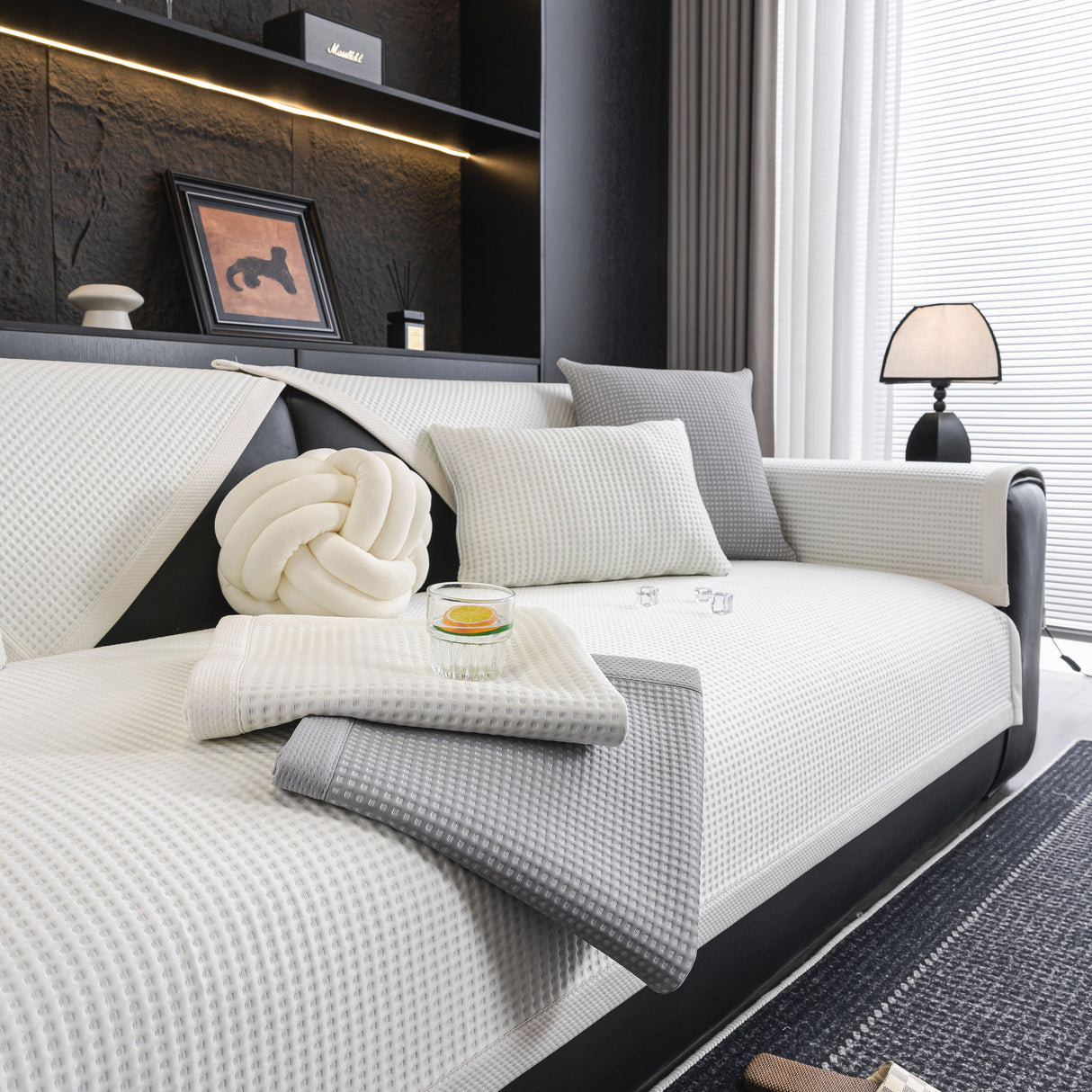 Non-Slip Cooling Breathable Couch Protector Towel, Lightweight Slipcover for Sofas