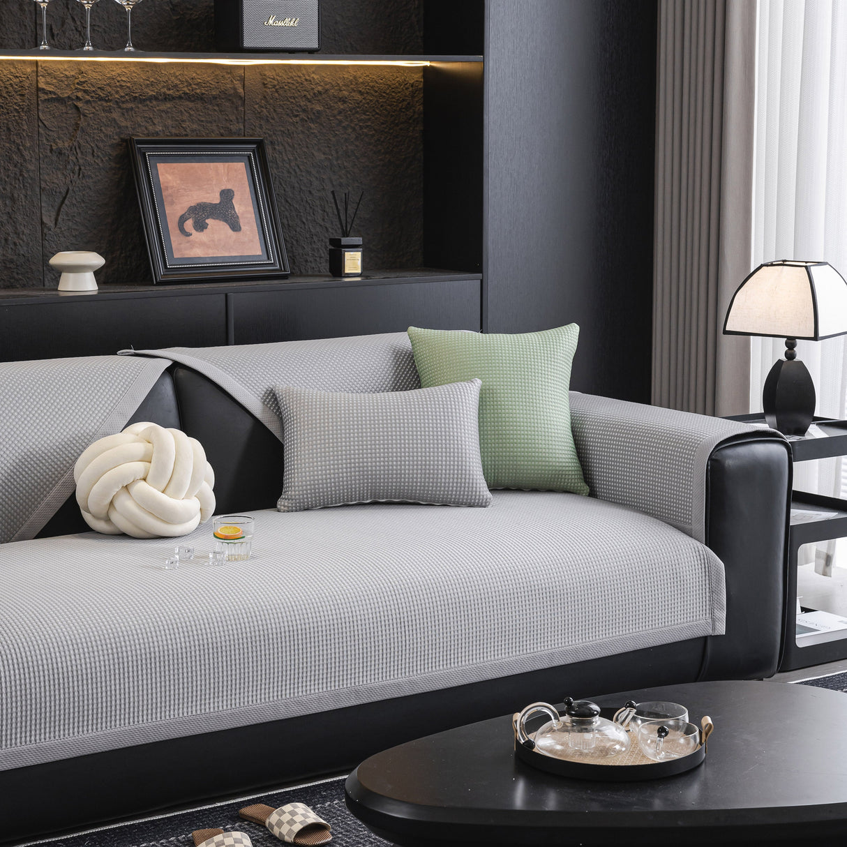 Non-Slip Cooling Breathable Couch Protector Towel, Lightweight Slipcover for Sofas