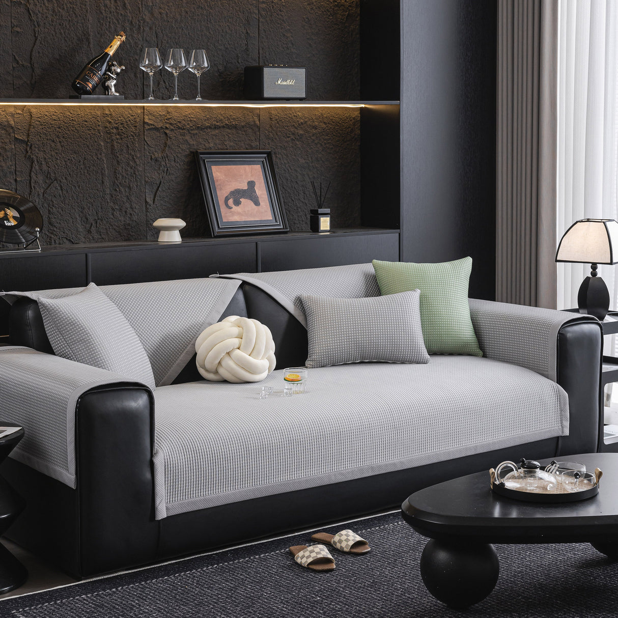 Non-Slip Cooling Breathable Couch Protector Towel, Lightweight Slipcover for Sofas