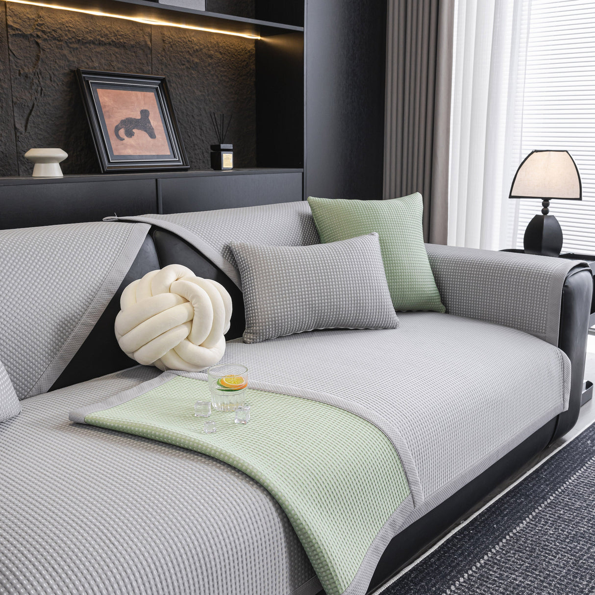 Non-Slip Cooling Breathable Couch Protector Towel, Lightweight Slipcover for Sofas