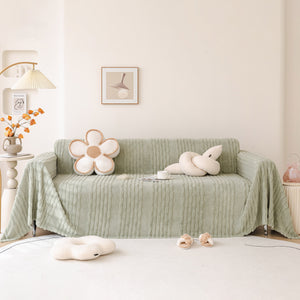 Modern 3D Water Ripple Sofa Cover, Non-Shedding Cream Style Furniture Protector Throw