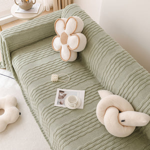 Modern 3D Water Ripple Sofa Cover, Non-Shedding Cream Style Furniture Protector Throw