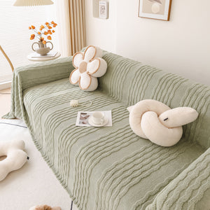 Modern 3D Water Ripple Sofa Cover, Non-Shedding Cream Style Furniture Protector Throw