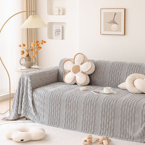 Modern 3D Water Ripple Sofa Cover, Non-Shedding Cream Style Furniture Protector Throw