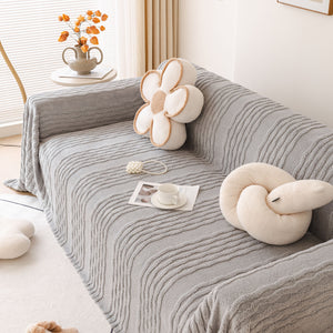 Modern 3D Water Ripple Sofa Cover, Non-Shedding Cream Style Furniture Protector Throw