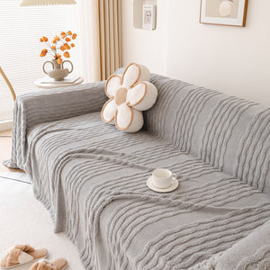 Modern 3D Water Ripple Sofa Cover, Non-Shedding Cream Style Furniture Protector Throw