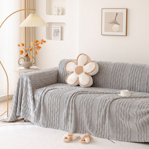 Modern 3D Water Ripple Sofa Cover, Non-Shedding Cream Style Furniture Protector Throw