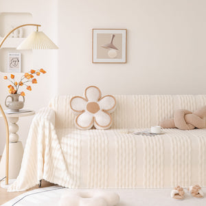 Modern 3D Water Ripple Sofa Cover, Non-Shedding Cream Style Furniture Protector Throw