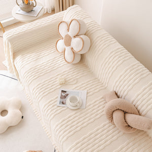Modern 3D Water Ripple Sofa Cover, Non-Shedding Cream Style Furniture Protector Throw