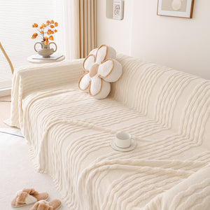 Modern 3D Water Ripple Sofa Cover, Non-Shedding Cream Style Furniture Protector Throw