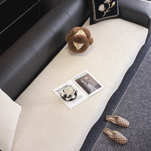 Chenille Couch Cover with Scalloped Edge, Non-Slip Modular Slipcover Sectional