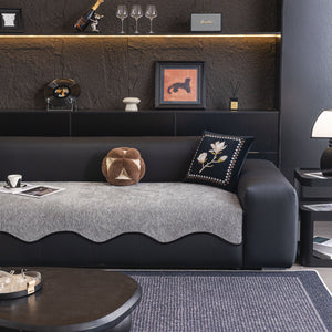 Chenille Couch Cover with Scalloped Edge, Non-Slip Modular Slipcover Sectional