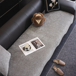 Chenille Couch Cover with Scalloped Edge, Non-Slip Modular Slipcover Sectional