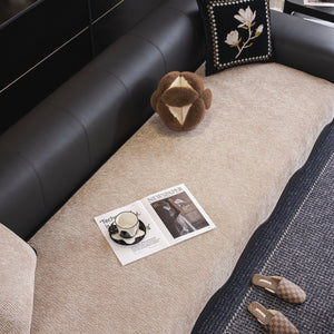 Chenille Couch Cover with Scalloped Edge, Non-Slip Modular Slipcover Sectional