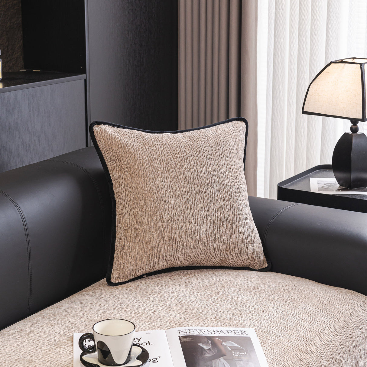 Chenille Couch Cover with Scalloped Edge, Non-Slip Modular Slipcover Sectional