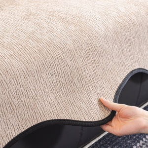 Chenille Couch Cover with Scalloped Edge, Non-Slip Modular Slipcover Sectional