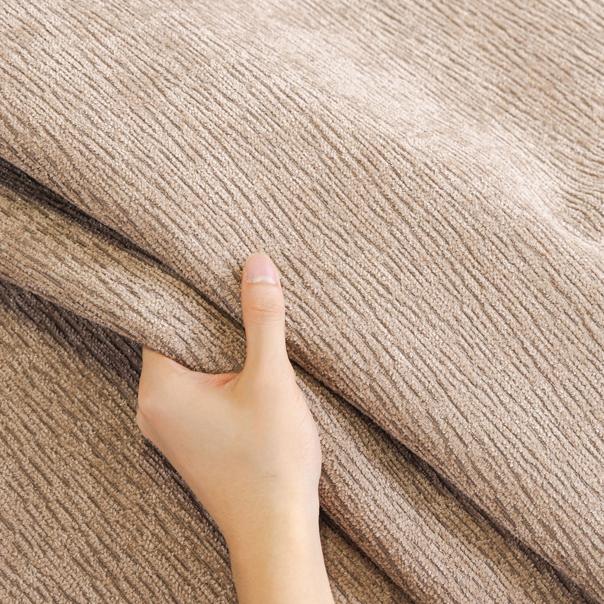 Chenille Couch Cover with Scalloped Edge, Non-Slip Modular Slipcover Sectional