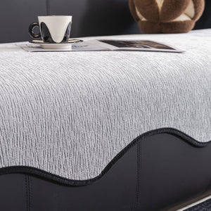 Chenille Couch Cover with Scalloped Edge, Non-Slip Modular Slipcover Sectional