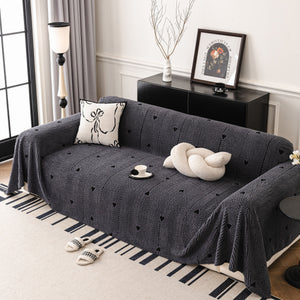 Thick Plush Sofa Cover Throw for Couch, 3D Textured Herringbone Washable Slipcover