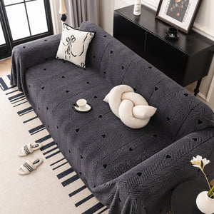 Thick Plush Sofa Cover Throw for Couch, 3D Textured Herringbone Washable Slipcover