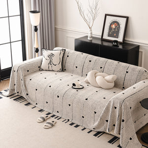 Thick Plush Sofa Cover Throw for Couch, 3D Textured Herringbone Washable Slipcover