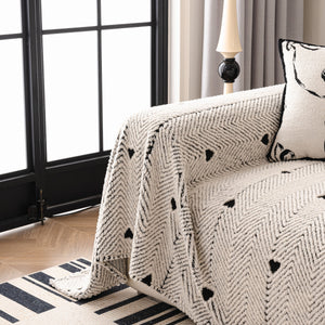 Thick Plush Sofa Cover Throw for Couch, 3D Textured Herringbone Washable Slipcover