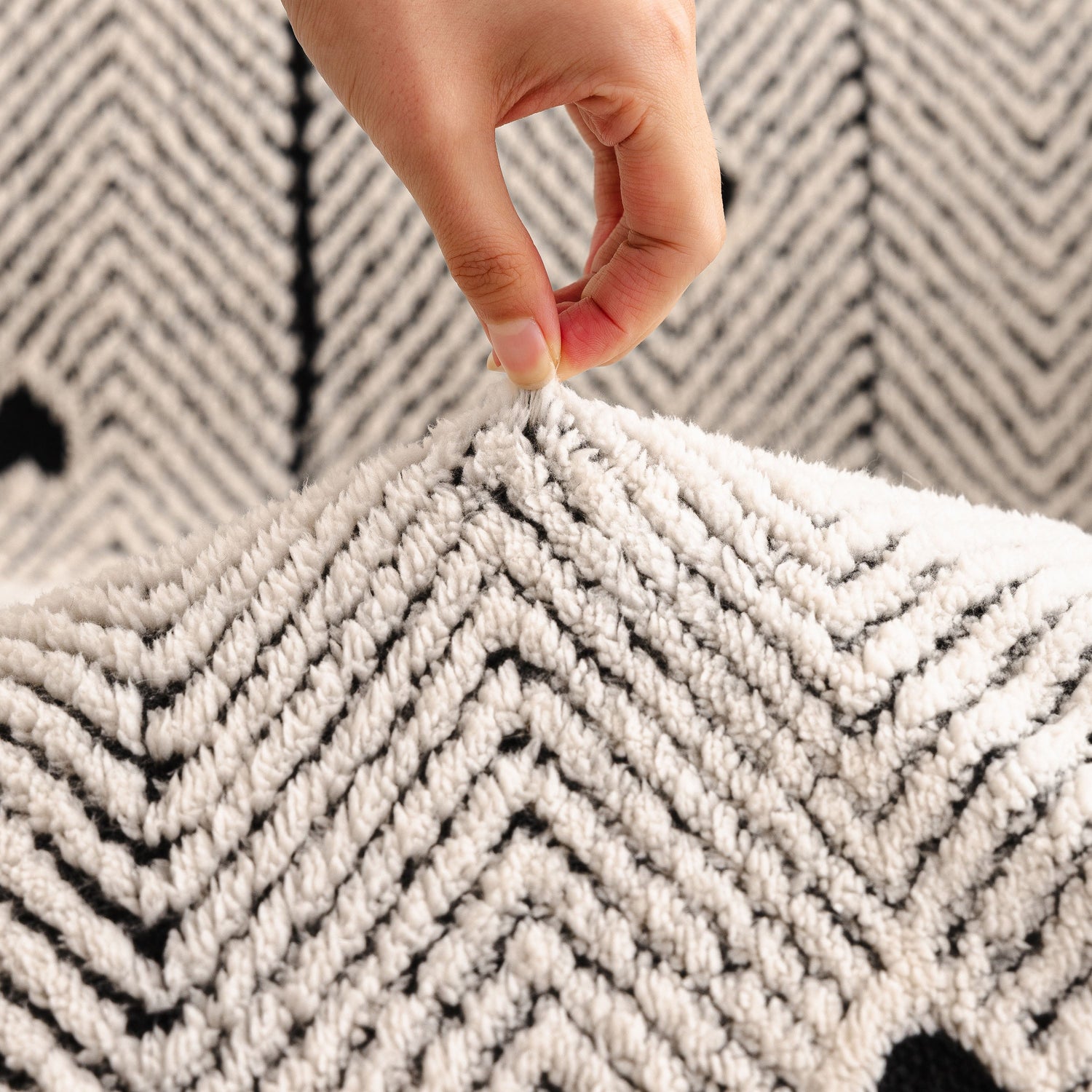 Thick Plush Sofa Cover Throw for Couch, 3D Textured Herringbone Washable Slipcover
