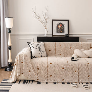 Thick Plush Sofa Cover Throw for Couch, 3D Textured Herringbone Washable Slipcover