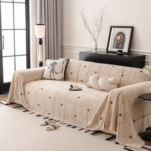 Thick Plush Sofa Cover Throw for Couch, 3D Textured Herringbone Washable Slipcover