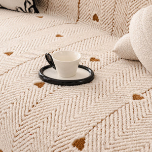 Thick Plush Sofa Cover Throw for Couch, 3D Textured Herringbone Washable Slipcover
