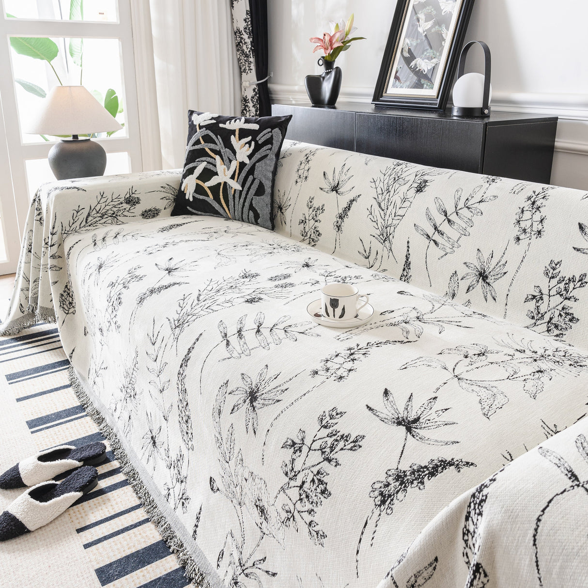 Chenille Giverny Couch Cover, Cozy Blankets for Sofa and Couch, Slip Covers for Couch Sectional