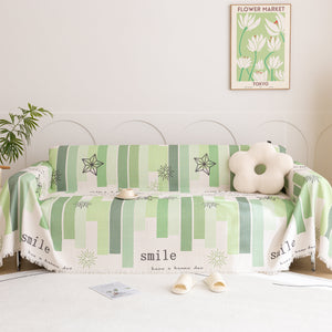 Chenille Sofa Cover Throw, Smile Couch Cover Blanket Throws for Couches, Soft Sofa Towel