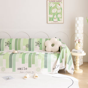 Chenille Sofa Cover Throw, Smile Couch Cover Blanket Throws for Couches, Soft Sofa Towel