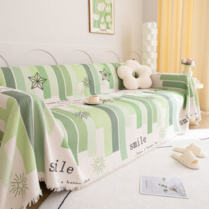 Chenille Sofa Cover Throw, Smile Couch Cover Blanket Throws for Couches, Soft Sofa Towel