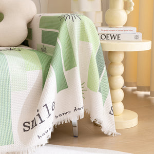 Chenille Sofa Cover Throw, Smile Couch Cover Blanket Throws for Couches, Soft Sofa Towel