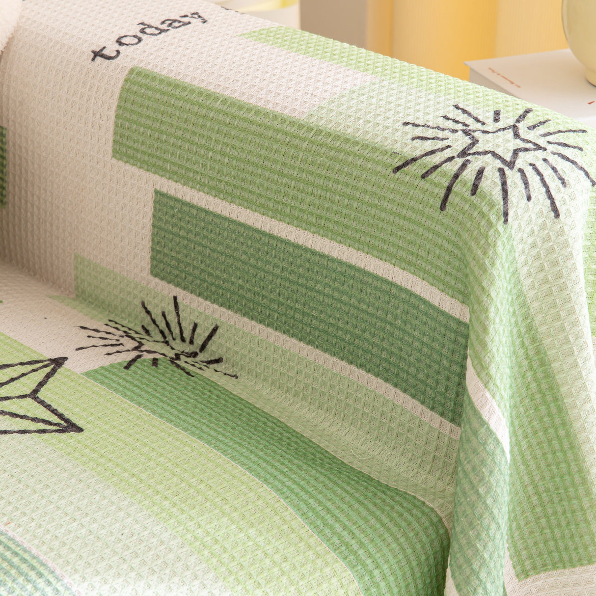 Chenille Sofa Cover Throw, Smile Couch Cover Blanket Throws for Couches, Soft Sofa Towel