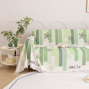 Chenille Sofa Cover Throw, Smile Couch Cover Blanket Throws for Couches, Soft Sofa Towel