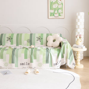 Chenille Sofa Cover Throw, Smile Couch Cover Blanket Throws for Couches, Soft Sofa Towel